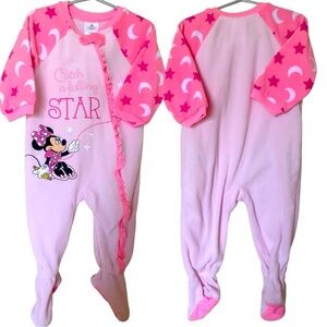 Disney Minnie Mouse Pink One Piece Fleece Panama’s Size 12-18 Months